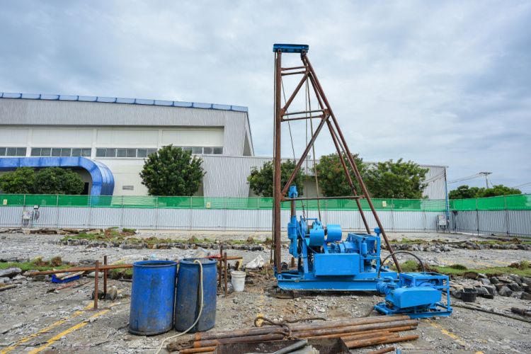 Rig machine installed by geotechnical team